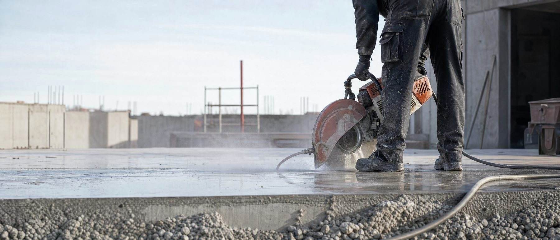 A concrete saw with a water feed, one of the dust controls OSHA's silica standard lists